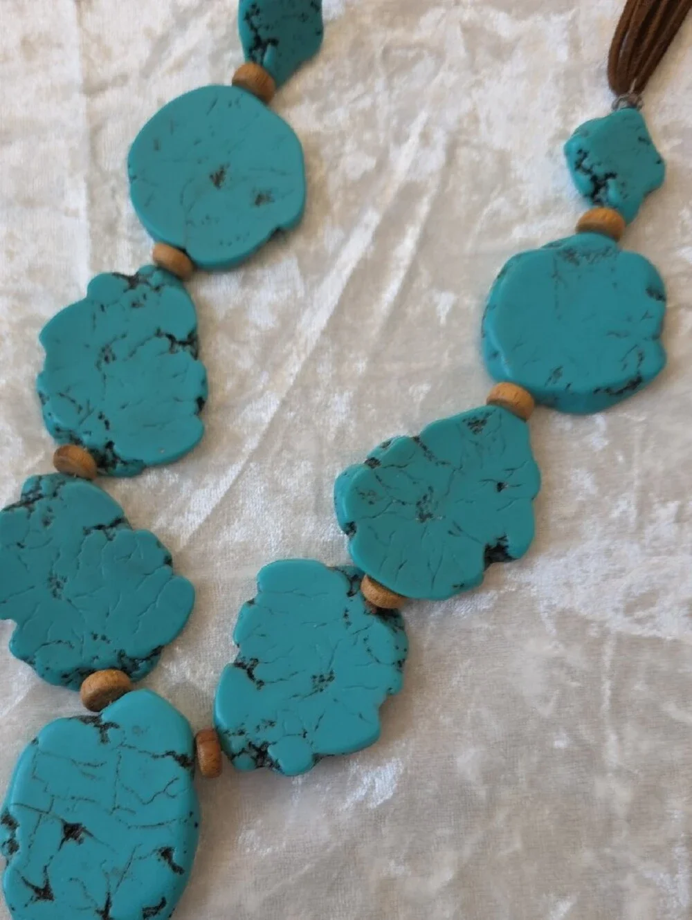 Chico's Faux Turquoise Blue Disc Statement Necklace